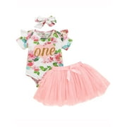 Maxcozy Toddler Baby Girl Birthday Outfits Romper Tutu Skirt Set